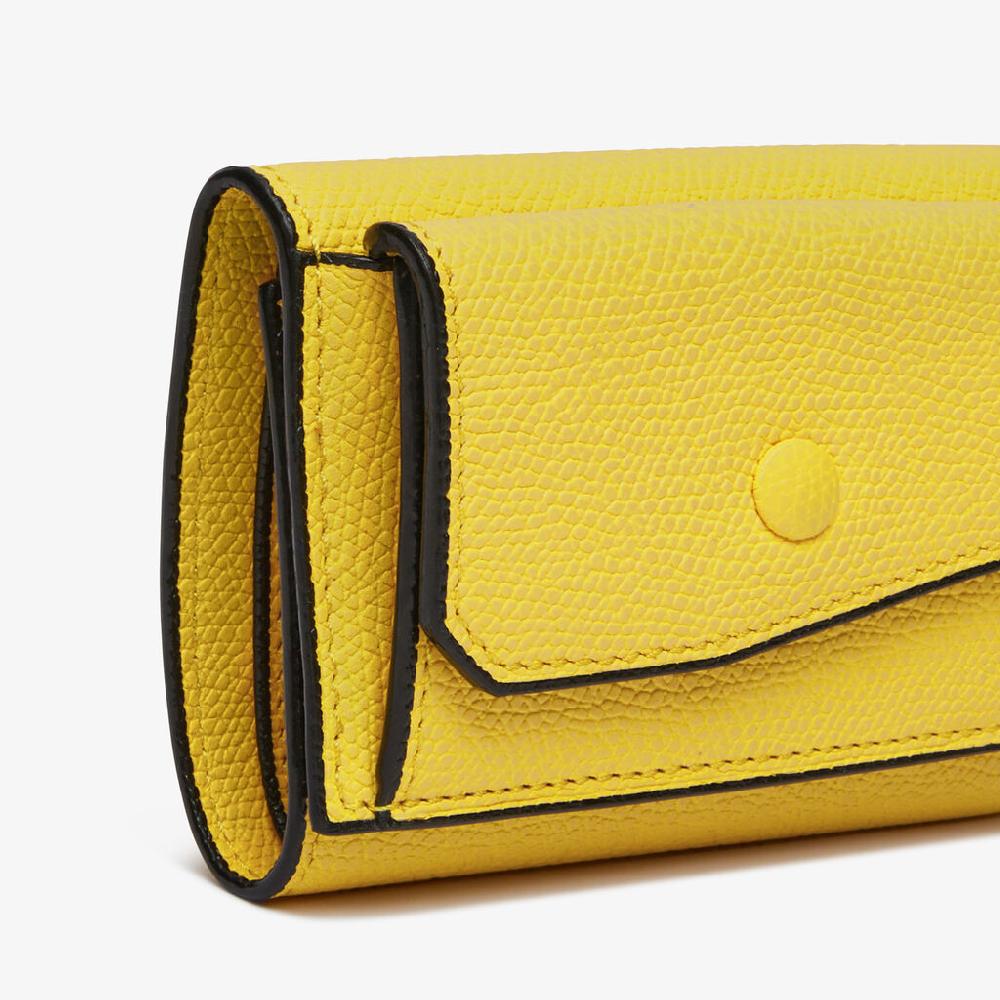 Valextra Portafoglio bifold in Pelle Gialla | Valextra Outlet