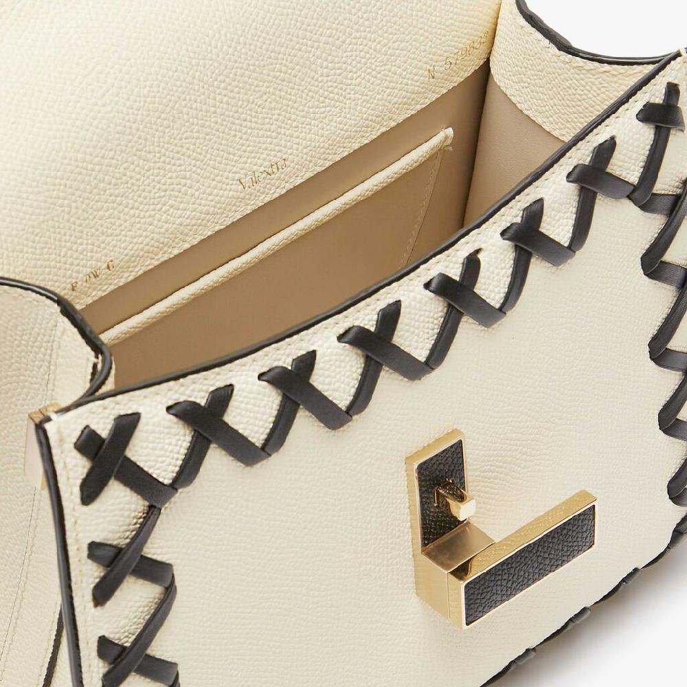 Valextra Borsa a mano Donna in Pelle Bianca con filo Nero | Valextra Iside Negozio