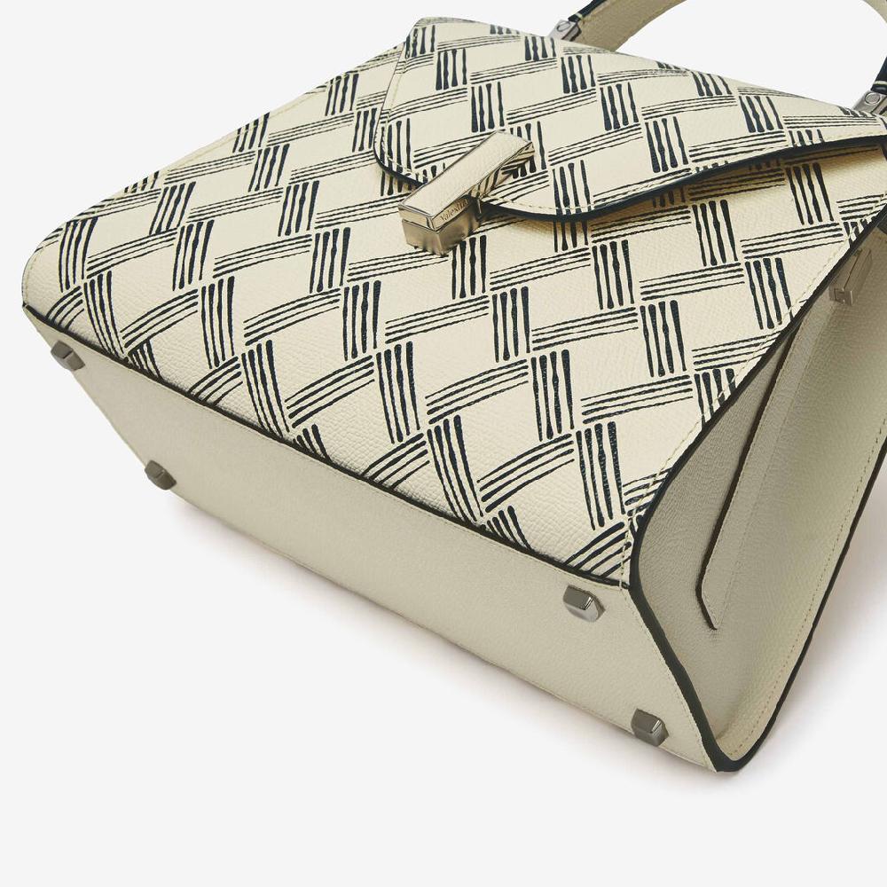 Valextra Borsa a mano Donna in Pelle Bianca e Nera | Valextra Iside In Saldo