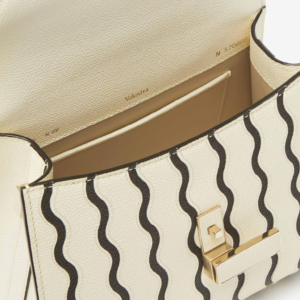 Valextra Borsa a mano Donna Mini in Pelle Bianca e Nera | Valextra Iside Nuova