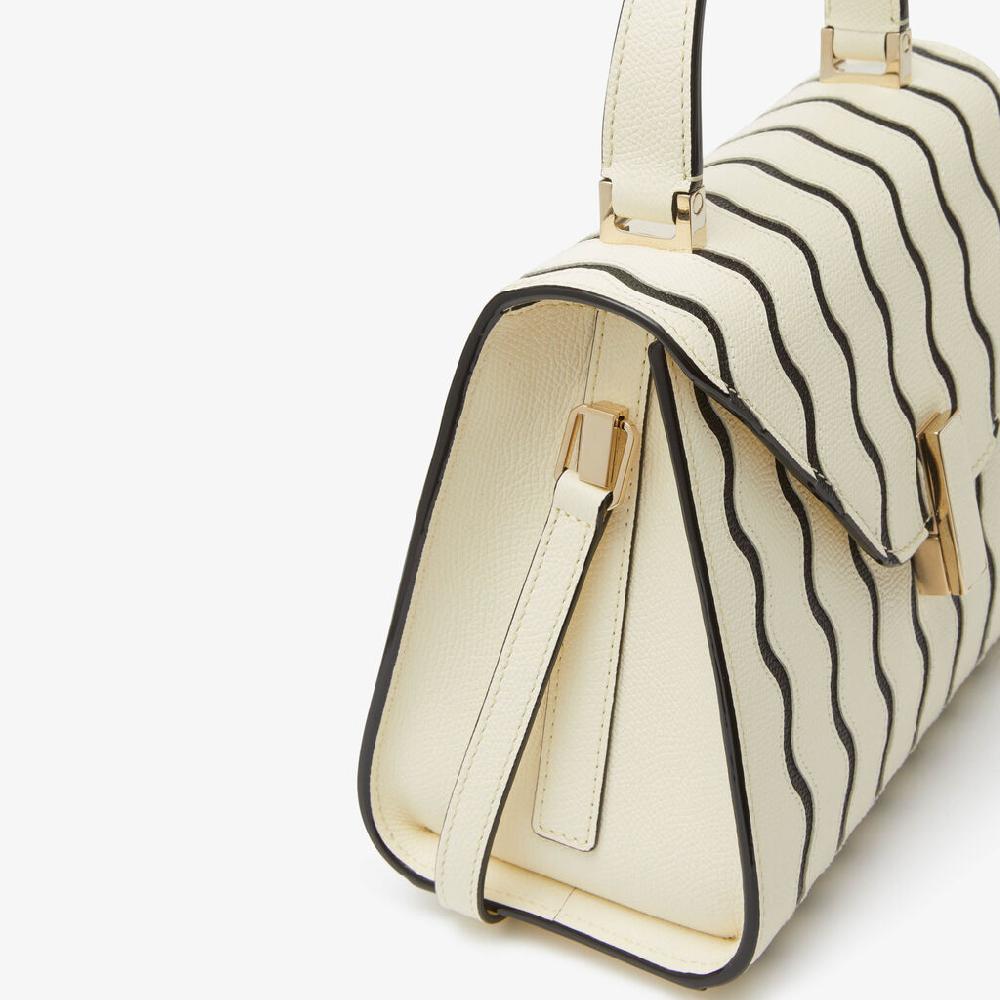 Valextra Borsa a mano Donna Mini in Pelle Bianca e Nera | Valextra Iside Nuova