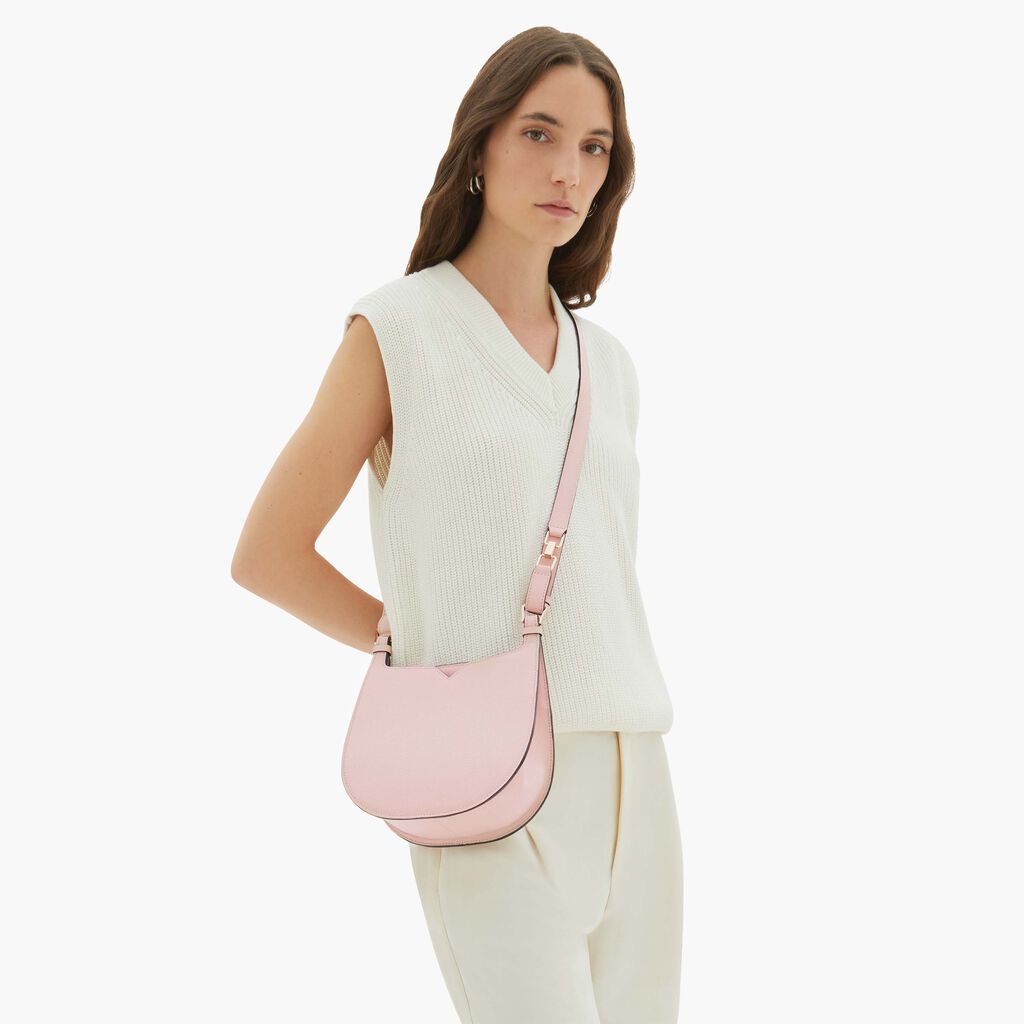 Valextra Borsa a spalla Mini in Pelle Rosa | Valextra Hobo Italy