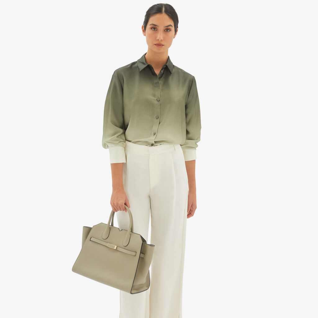 Valextra Borsa due manici Donna di Lusso in pelle Verde tundra | Valextra Italia
