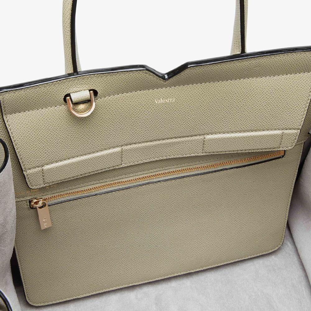 Valextra Borsa due manici Donna di Lusso in pelle Verde tundra | Valextra Italia