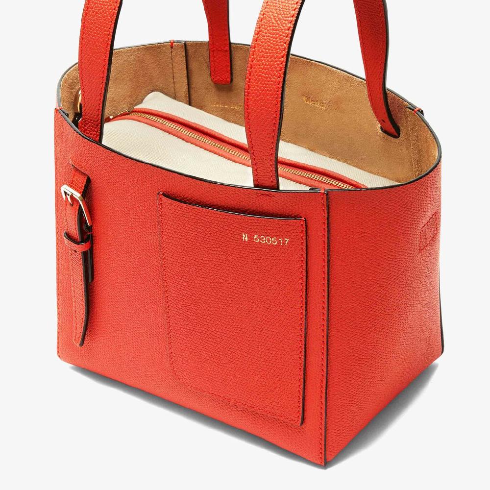 Valextra Borsa a secchiello in Pelle Rossa Papavero | Valextra Soft In Linea