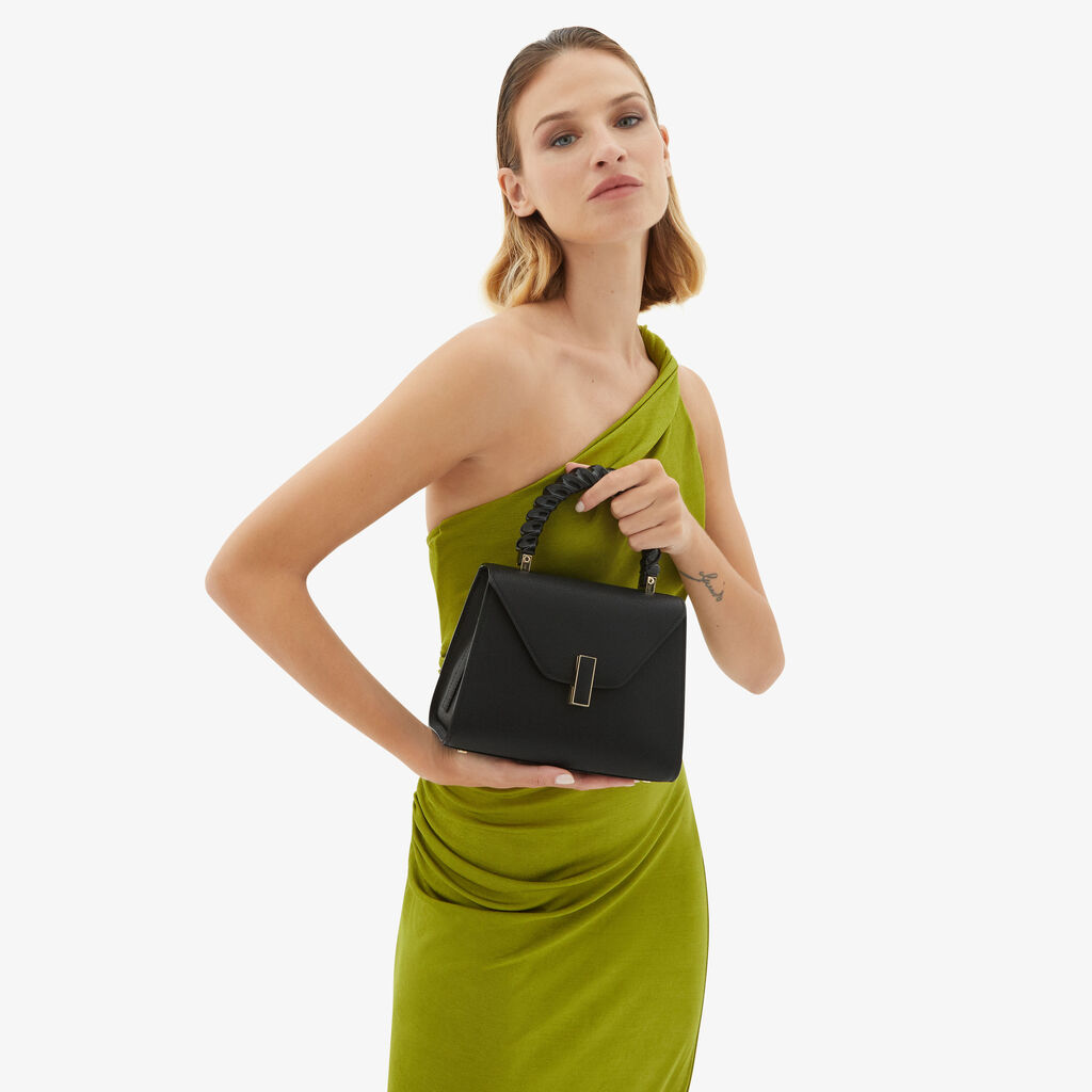 Valextra Borsa a mano da Donna Mini in Pelle rigida Nera | Valextra Iside Promozione