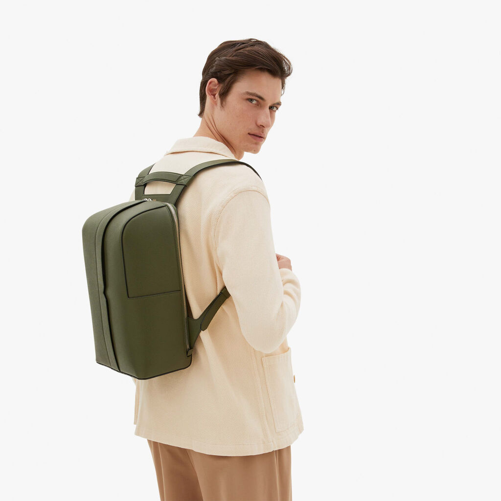 Valextra Valextra V-Line: Zaino elegante da lavoro in Pelle Verde Militare I Più Venduti