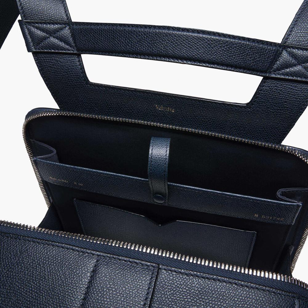 Valextra Zaino porta PC e tablet in Pelle Blu | Valextra V-Line Negozio
