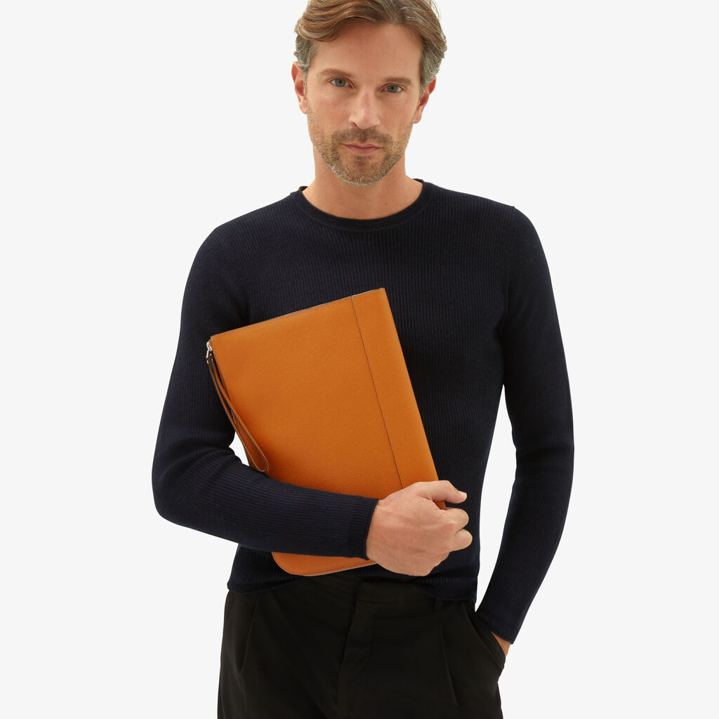 Valextra Portfolio porta pc da Uomo in Pelle Marrone | Valextra My Logo Offerta esclusiva