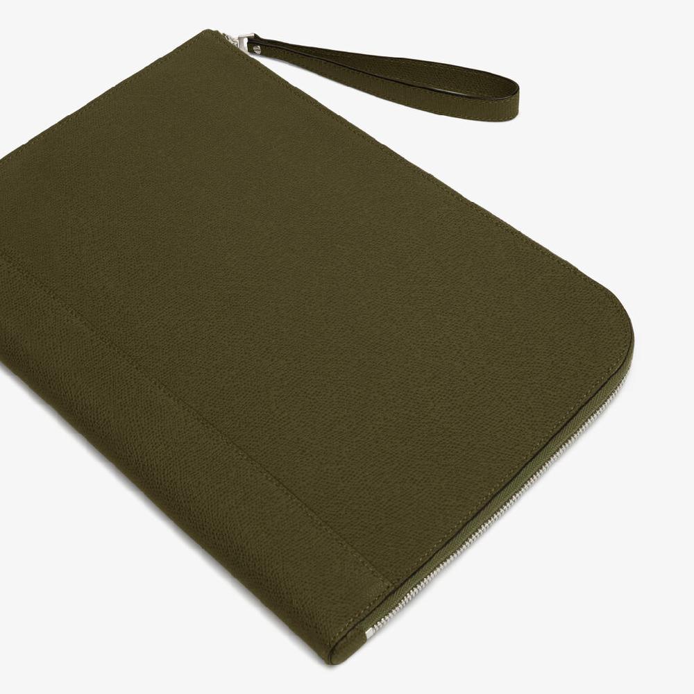 Valextra Portfolio da Uomo in Pelle Verde Militare | Valextra My Logo Moda