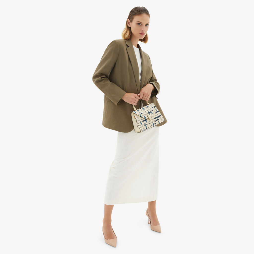 Valextra Borsa a mano Donna Mini in Pelle Bianca e Blu | Valextra Iside Italia