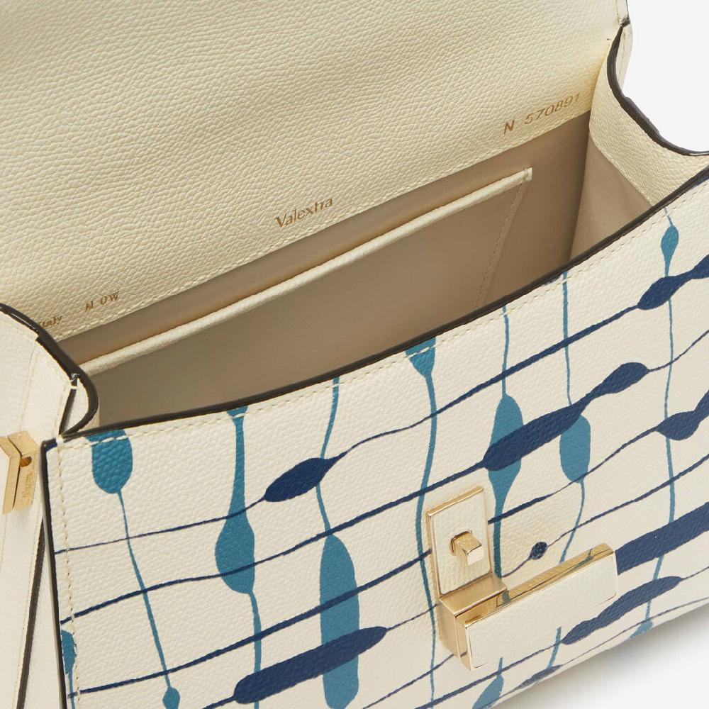 Valextra Borsa a mano Donna Mini in Pelle Bianca e Blu | Valextra Iside Italia