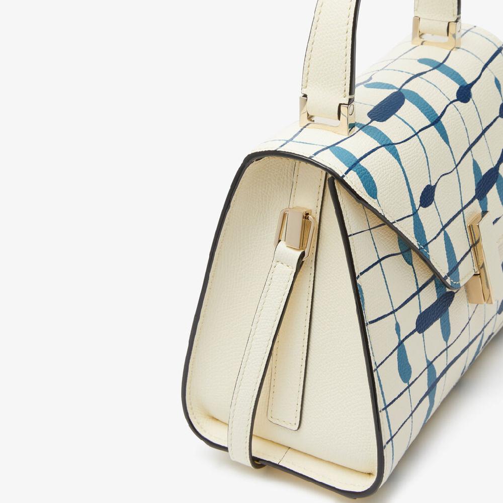 Valextra Borsa a mano Donna Mini in Pelle Bianca e Blu | Valextra Iside Italia