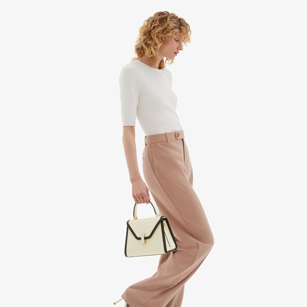 Valextra Borsa a mano Mini in Pelle Bianca | Valextra Iside In Linea