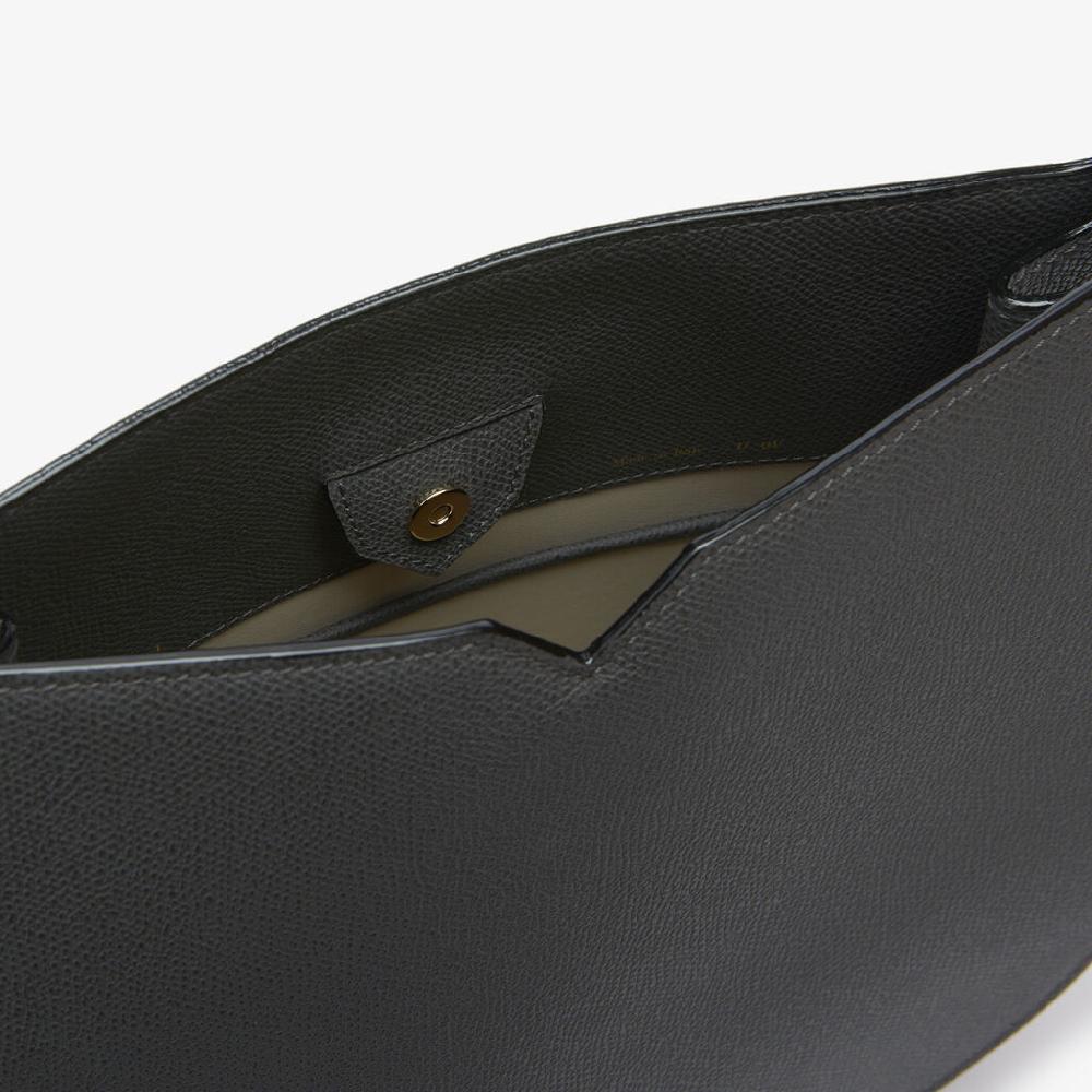 Valextra Borsa a spalla da Donna in Pelle Grigia | Valextra Hobo Spedizione Gratuita