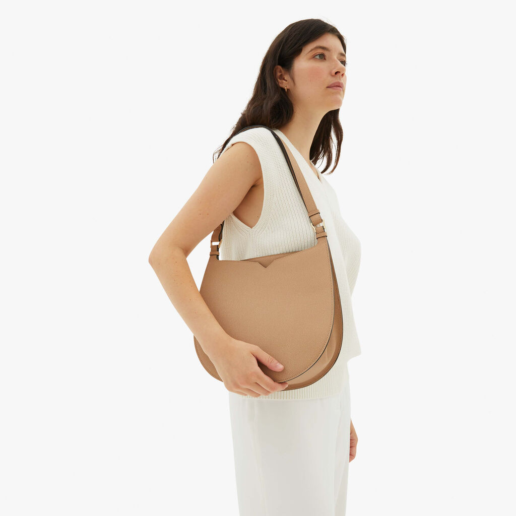 Valextra Borsetta a spalla Weekend in Pelle Beige | Valextra Hobo Pezzi Unici