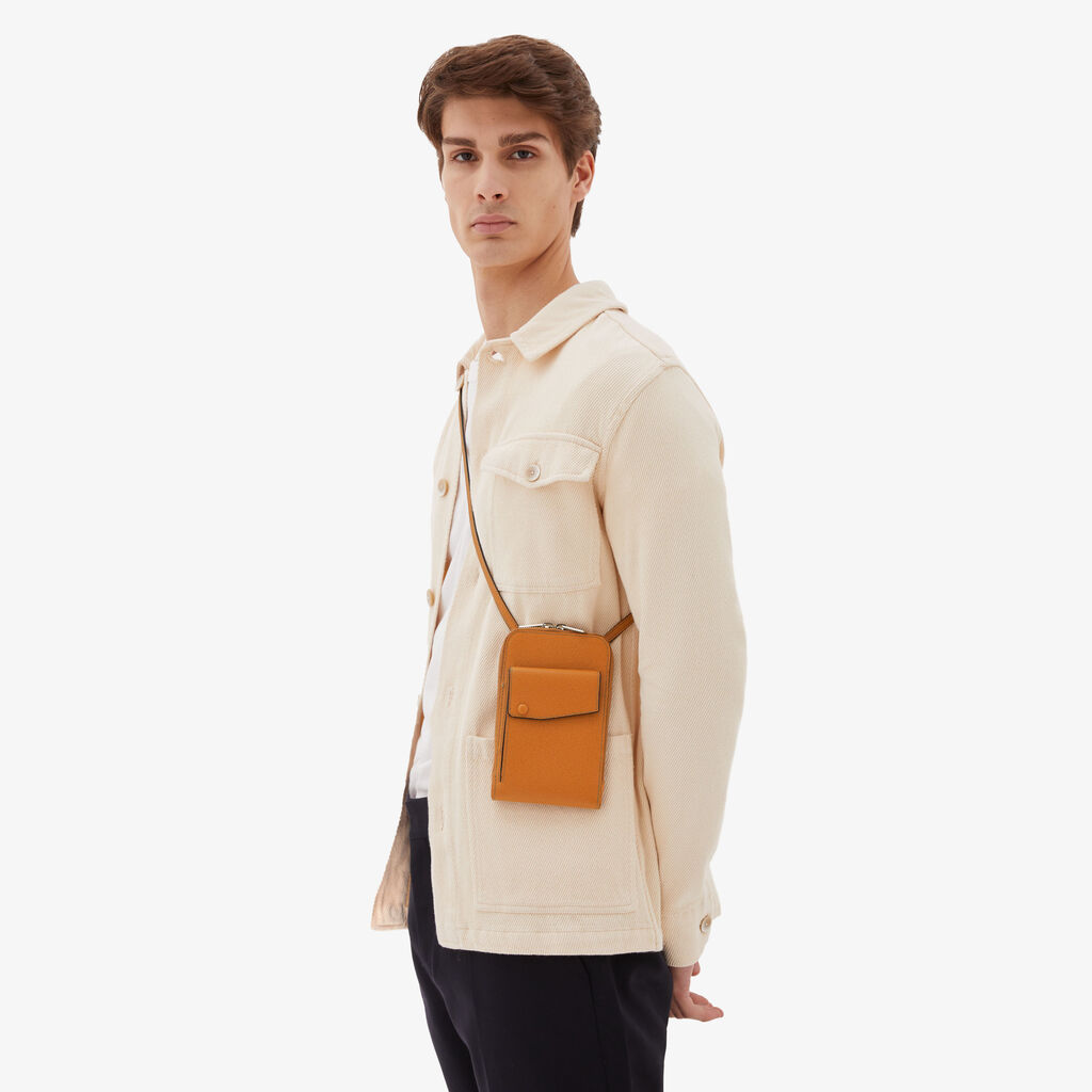 Valextra Portafoglio a tracolla in Pelle Marrone | Valextra Pocket Sconto