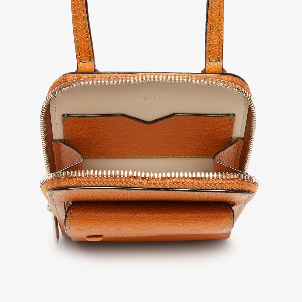 Valextra Portafoglio a tracolla in Pelle Marrone | Valextra Pocket Sconto