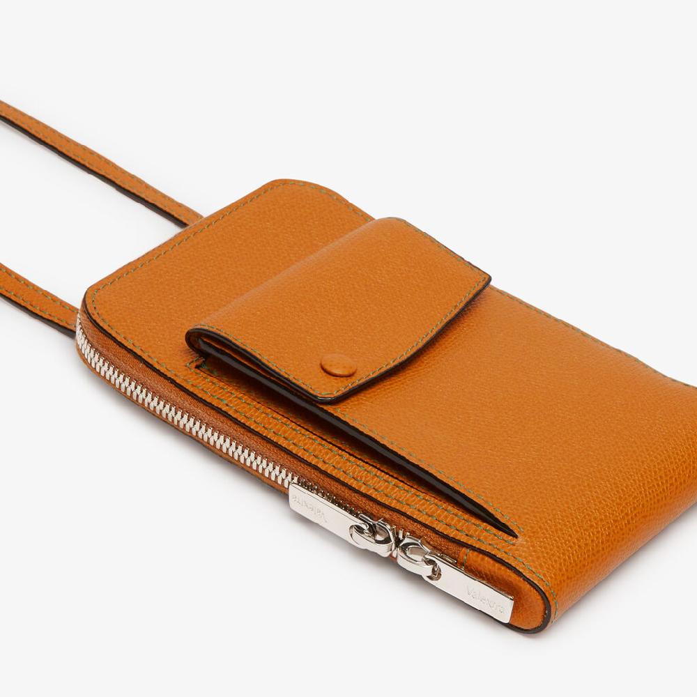 Valextra Portafoglio a tracolla in Pelle Marrone | Valextra Pocket Sconto