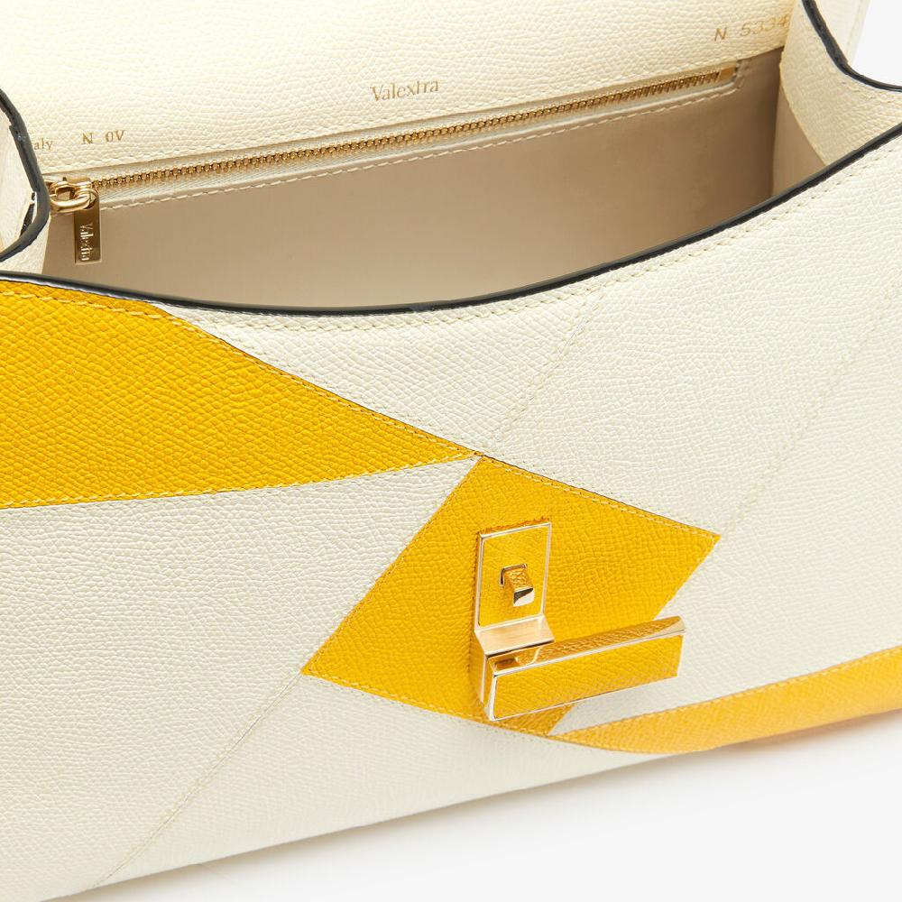 Valextra Borsa a mano da Donna Bianca e Gialla | Valextra Iside Vendita Calda