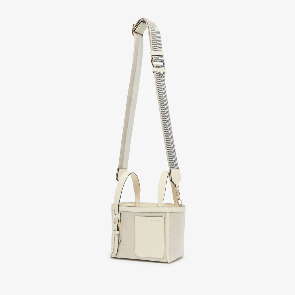 Valextra Borsa a secchiello Donna in Tela Bianca e Beige | Valextra Soft Saldi Di Fabbrica