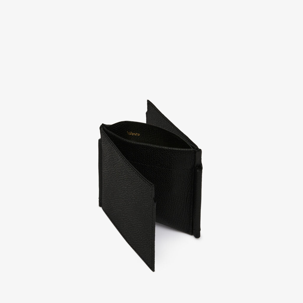 Valextra Portafoglio con fermasoldi trifold in Pelle Nera | Valextra In Saldo