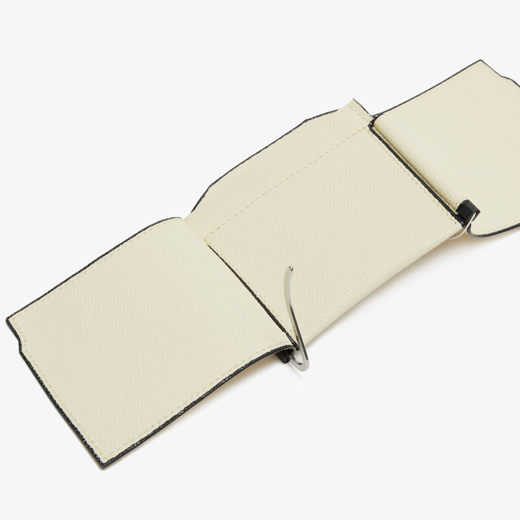Valextra Portafoglio con fermasoldi trifold in Pelle Bianca | Valextra Nuova