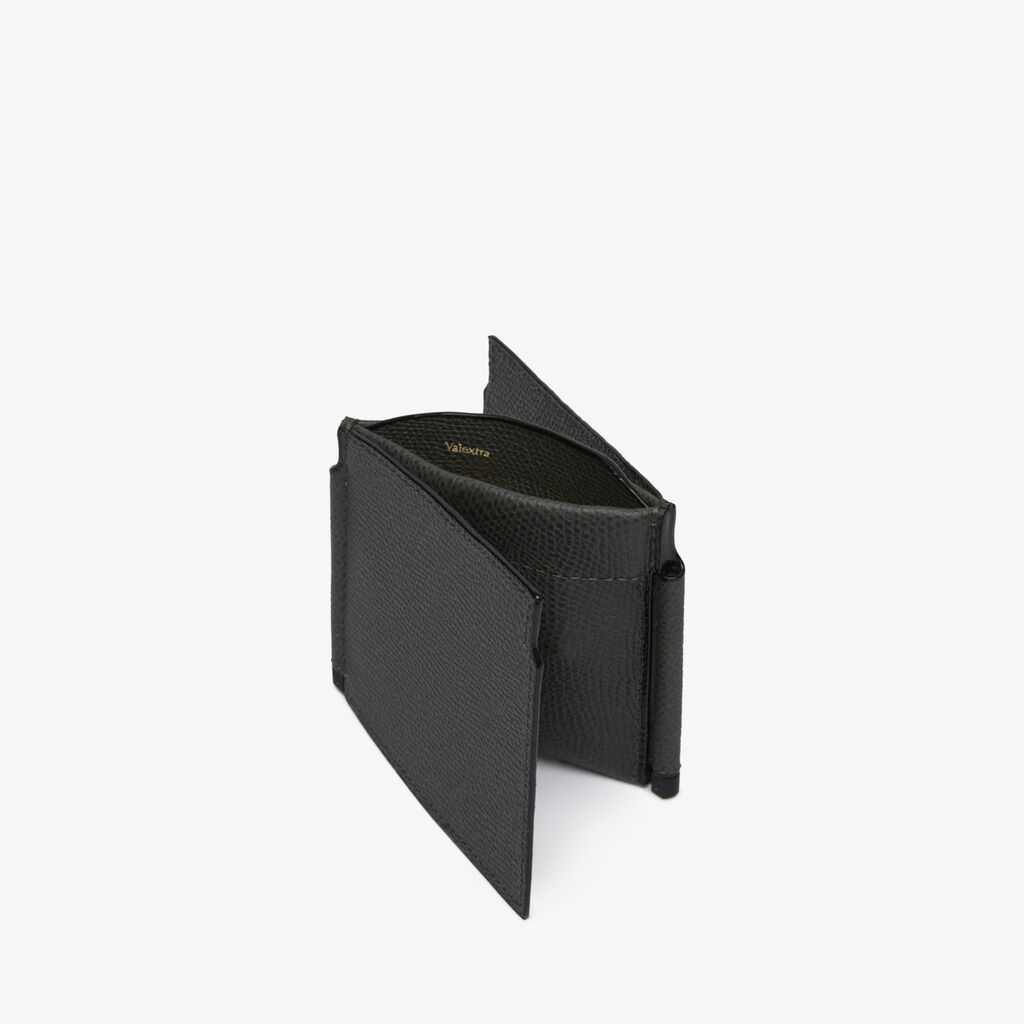 Valextra Portafoglio con fermasoldi trifold in Pelle Grigia | Valextra Moda