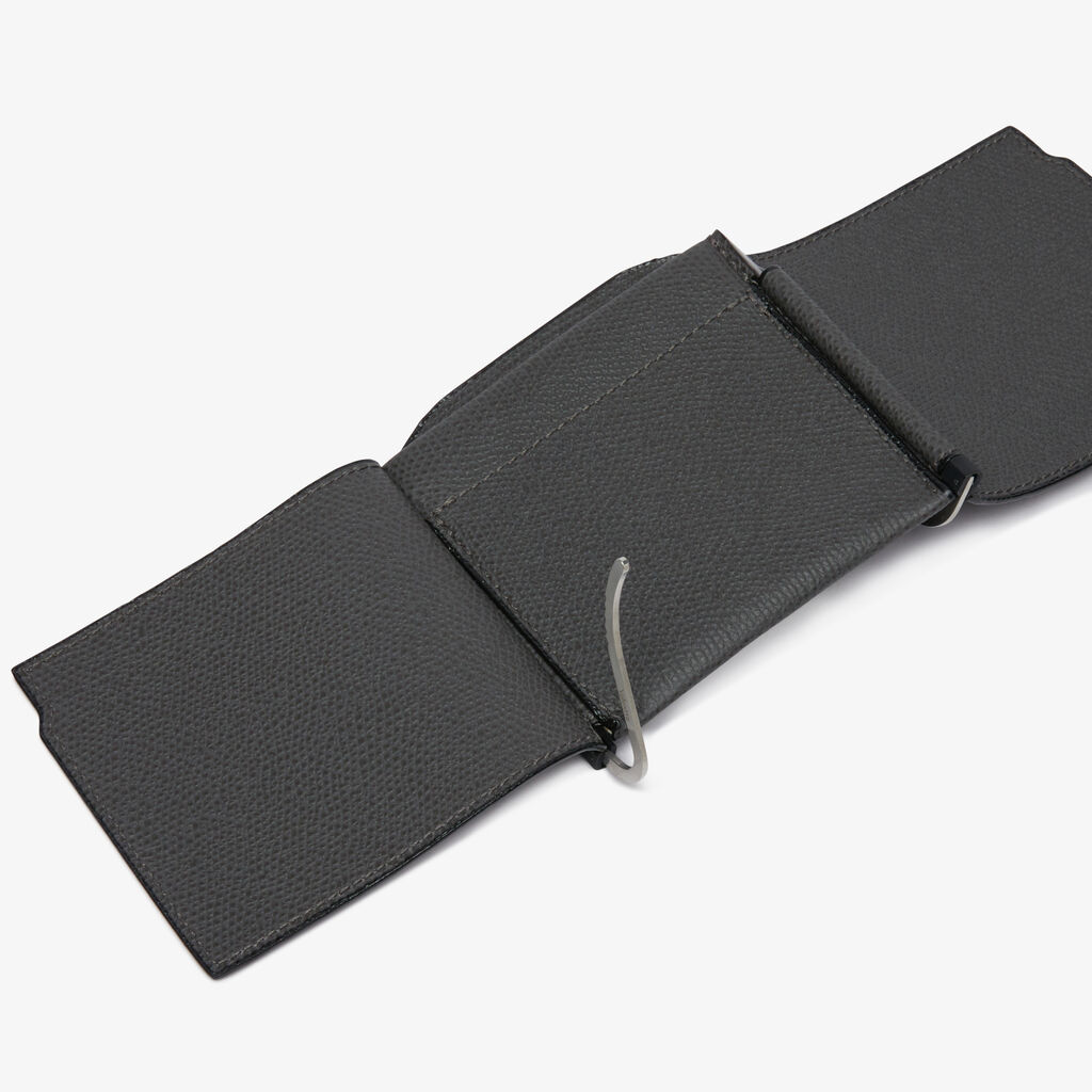 Valextra Portafoglio con fermasoldi trifold in Pelle Grigia | Valextra Moda