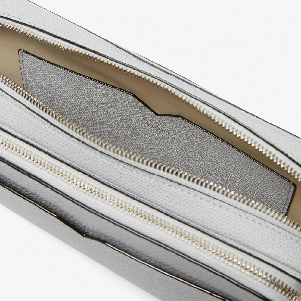 Valextra Borsetta a tracolla Bum Bag in Pelle Grigia | Valextra V-Line Italy