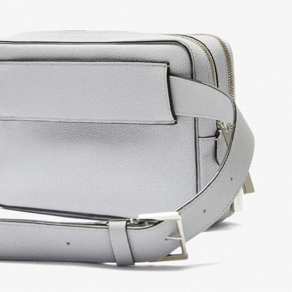 Valextra Borsetta a tracolla Bum Bag in Pelle Grigia | Valextra V-Line Italy
