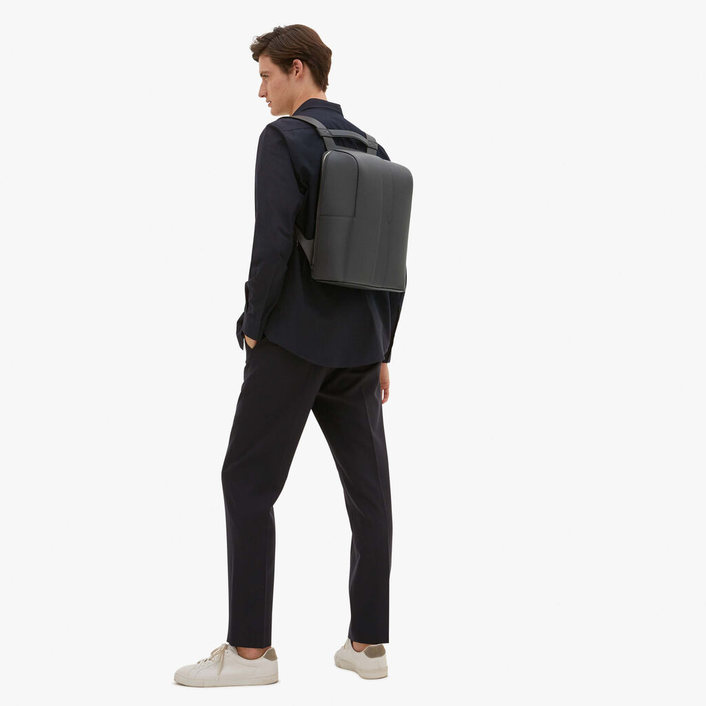 Valextra Valextra V-Line: Zaino da viaggio porta PC in Pelle Grigia Nuovo