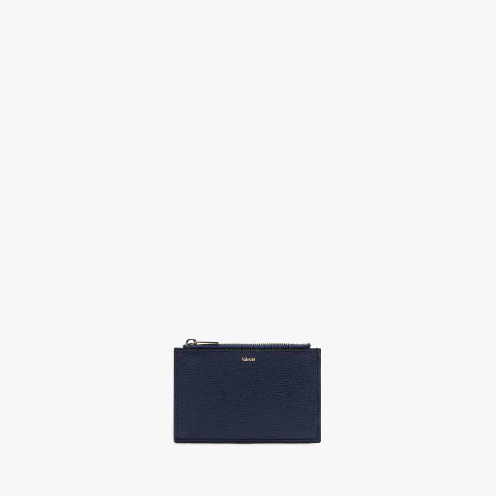 Valextra Porta carte da Uomo con zip di Lusso in Pelle Blu | Valextra Vendita