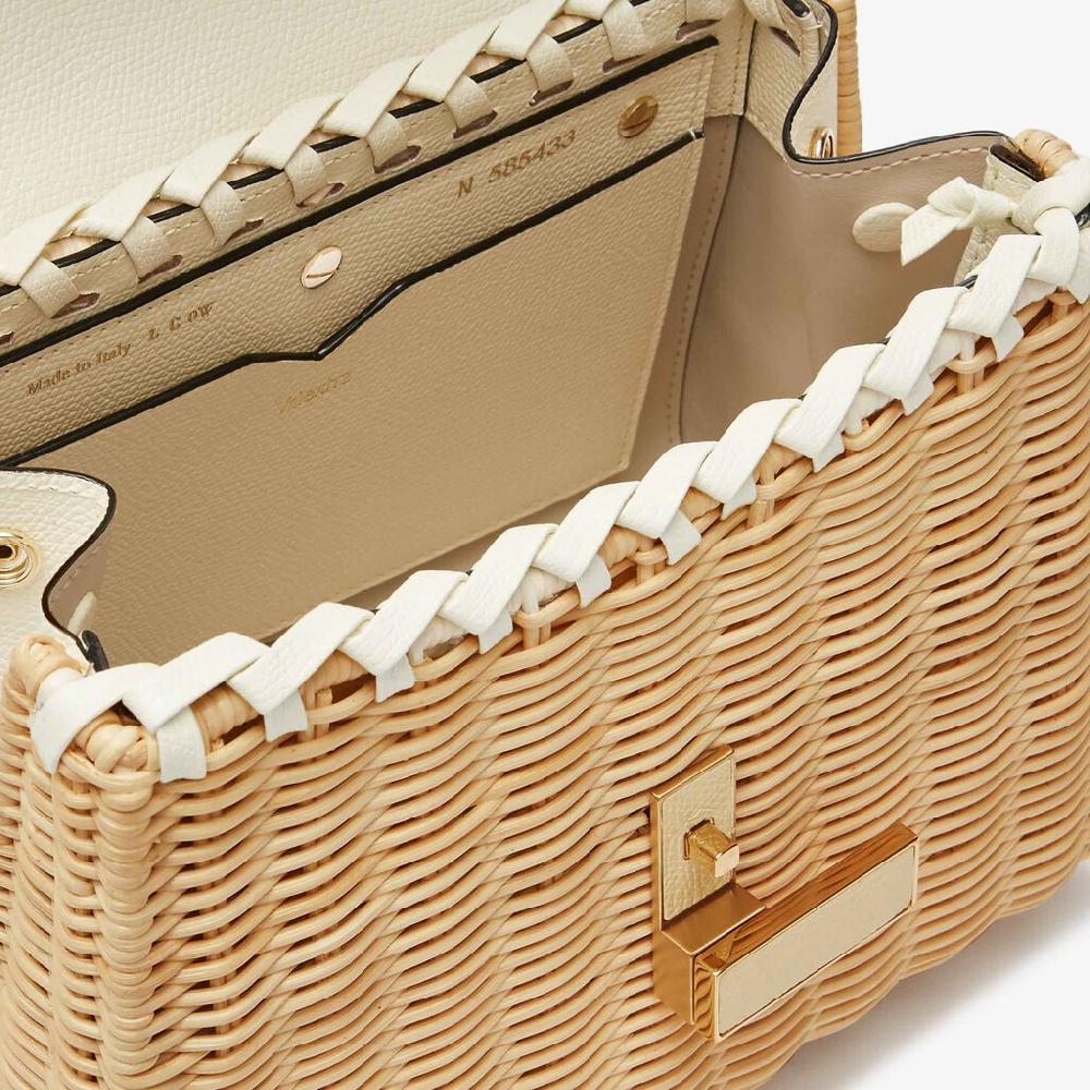 Valextra Borsa a mano Donna in Vimini e Pelle Bianca | Valextra Iside Promozione Limitata