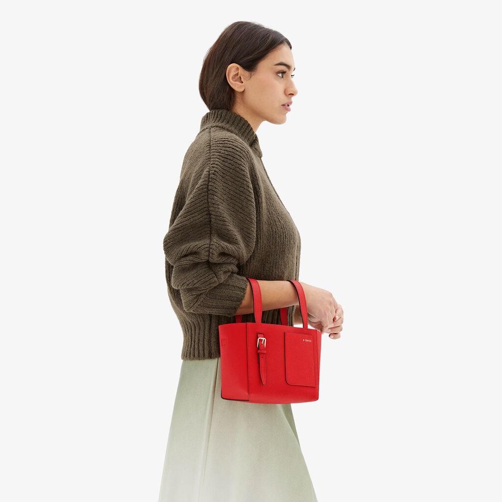 Valextra Borsa a secchiello da Donna di Lusso in Pelle Rossa | Valextra Soft Saldi