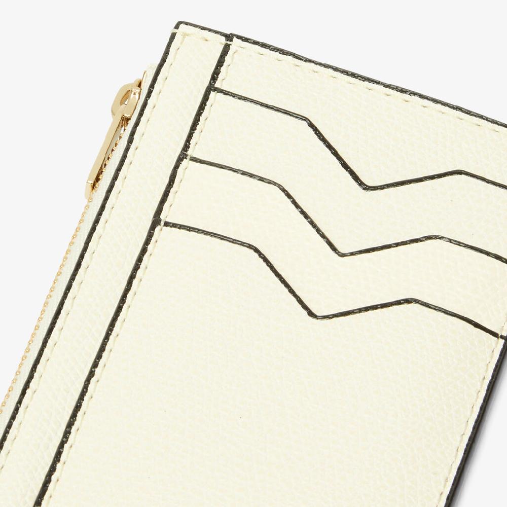 Valextra Porta carte raffinato in Pelle Bianca con zip | Valextra Sottocosto