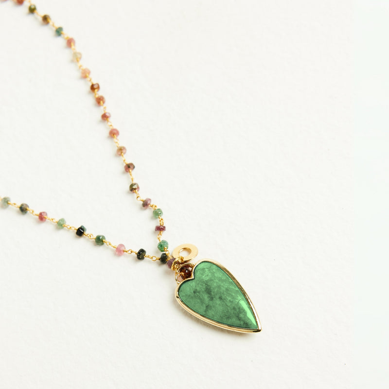 ALMALA COLLANA TORMALINA CUORE - VERDE Saldi