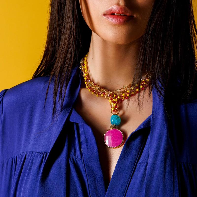 ALMALA COLLANA ROSARIO STONE | FUCSIA Convenienza