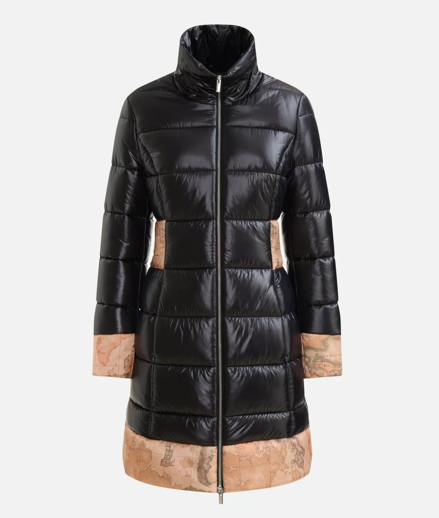 Alviero martini 1a classe Imbottito lungo in nylon leggero lucido Nero Negozi Online