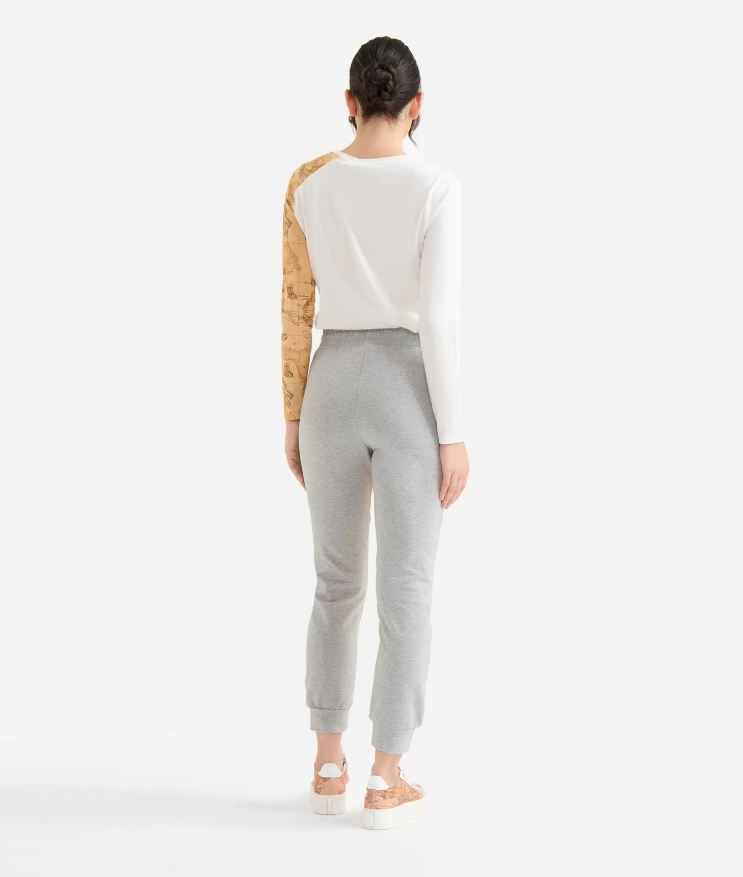 Alviero martini 1a classe Pantaloni in felpa garzata stretch con intarsio Geo Classic Grigi Fino Al -60%