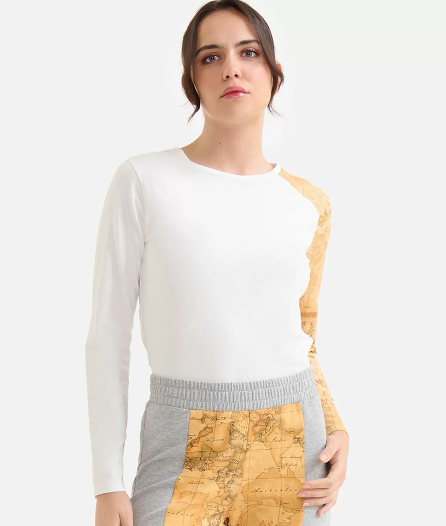 Alviero martini 1a classe Pantaloni in felpa garzata stretch con intarsio Geo Classic Grigi Fino Al -60%