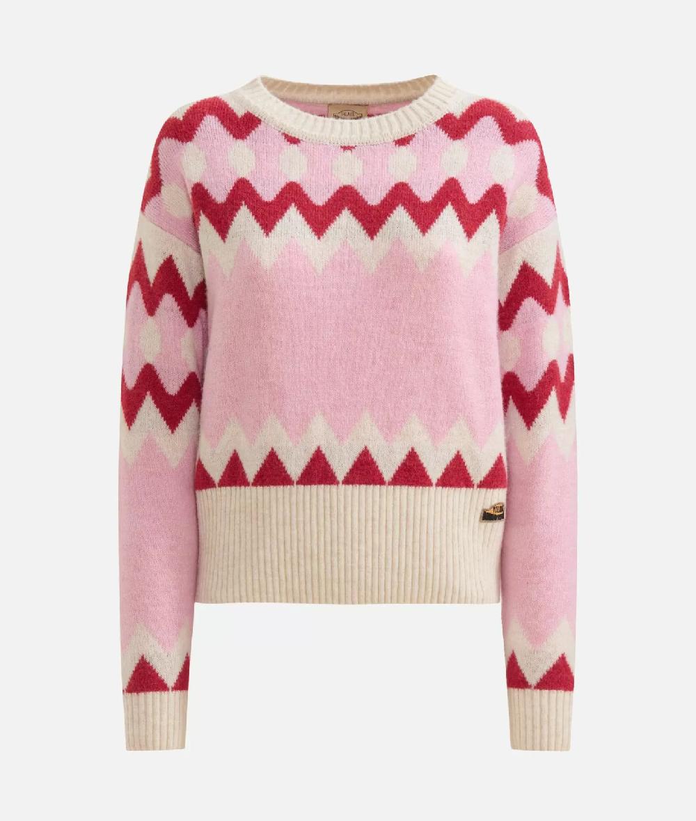 Alviero martini 1a classe Maglia in filato misto lana/viscosa con motivo geometrico Rosa Confetto Novità