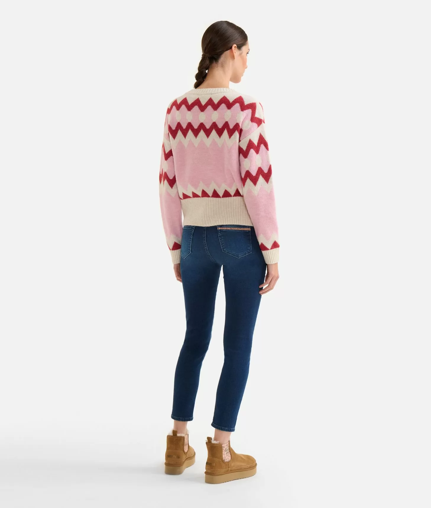 Alviero martini 1a classe Maglia in filato misto lana/viscosa con motivo geometrico Rosa Confetto Novità