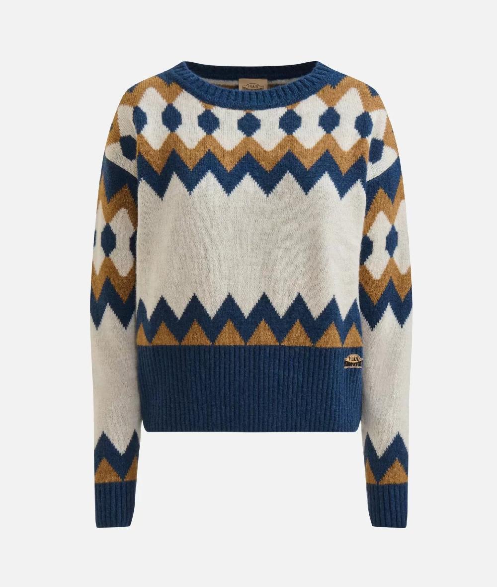 Alviero martini 1a classe Maglia in filato misto lana/viscosa con motivo geometrico Blu Presa