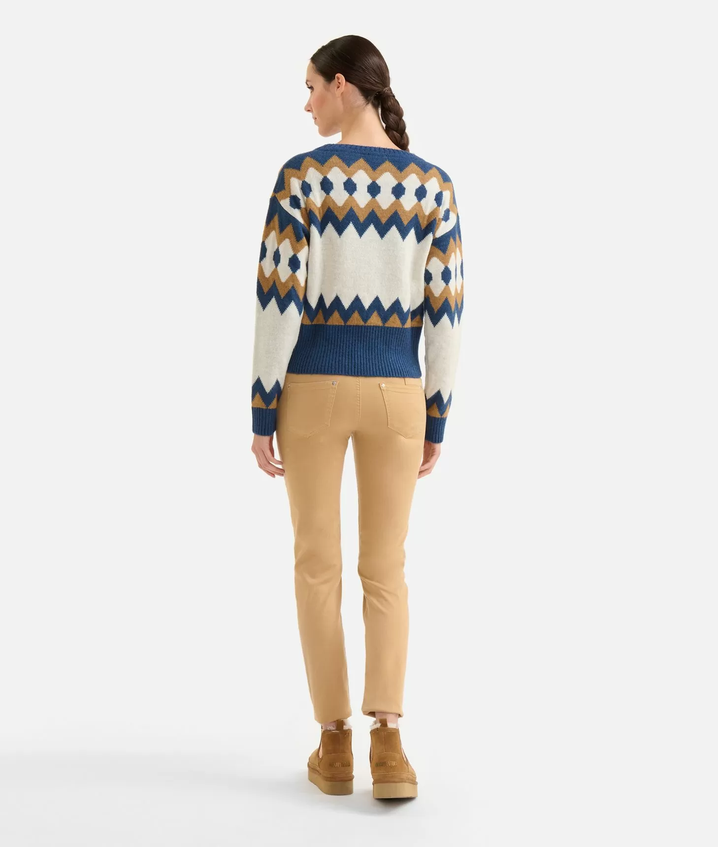 Alviero martini 1a classe Maglia in filato misto lana/viscosa con motivo geometrico Blu Presa