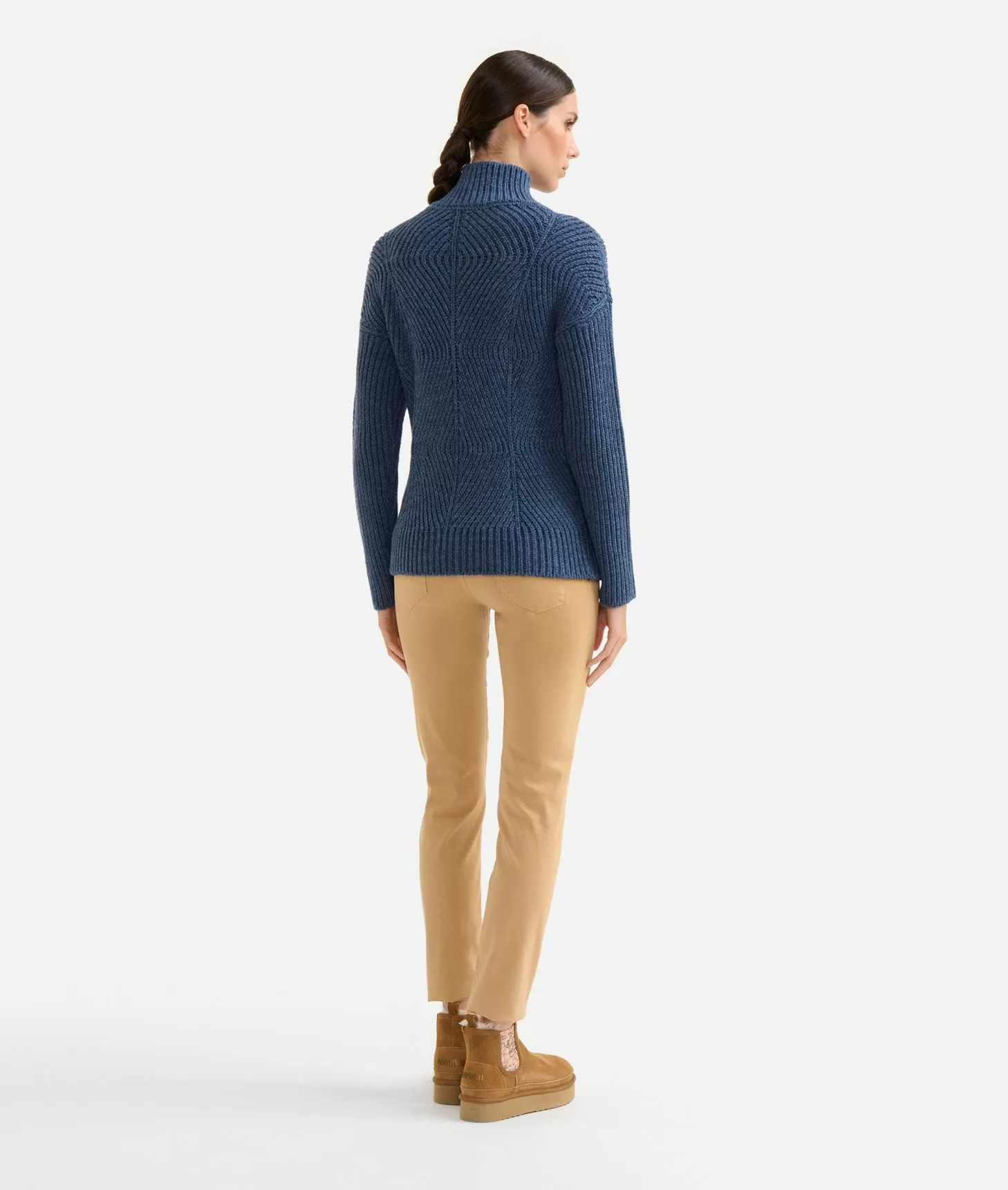 Alviero martini 1a classe Maglia a collo alto in filato misto lana vergine con patch Donnavventura Denim Sconto