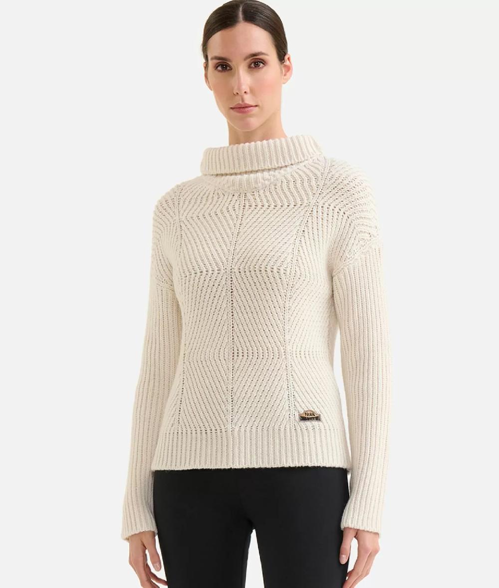 Alviero martini 1a classe Maglia a collo alto in filato misto lana vergine con patch Donnavventura Naturale Offerta