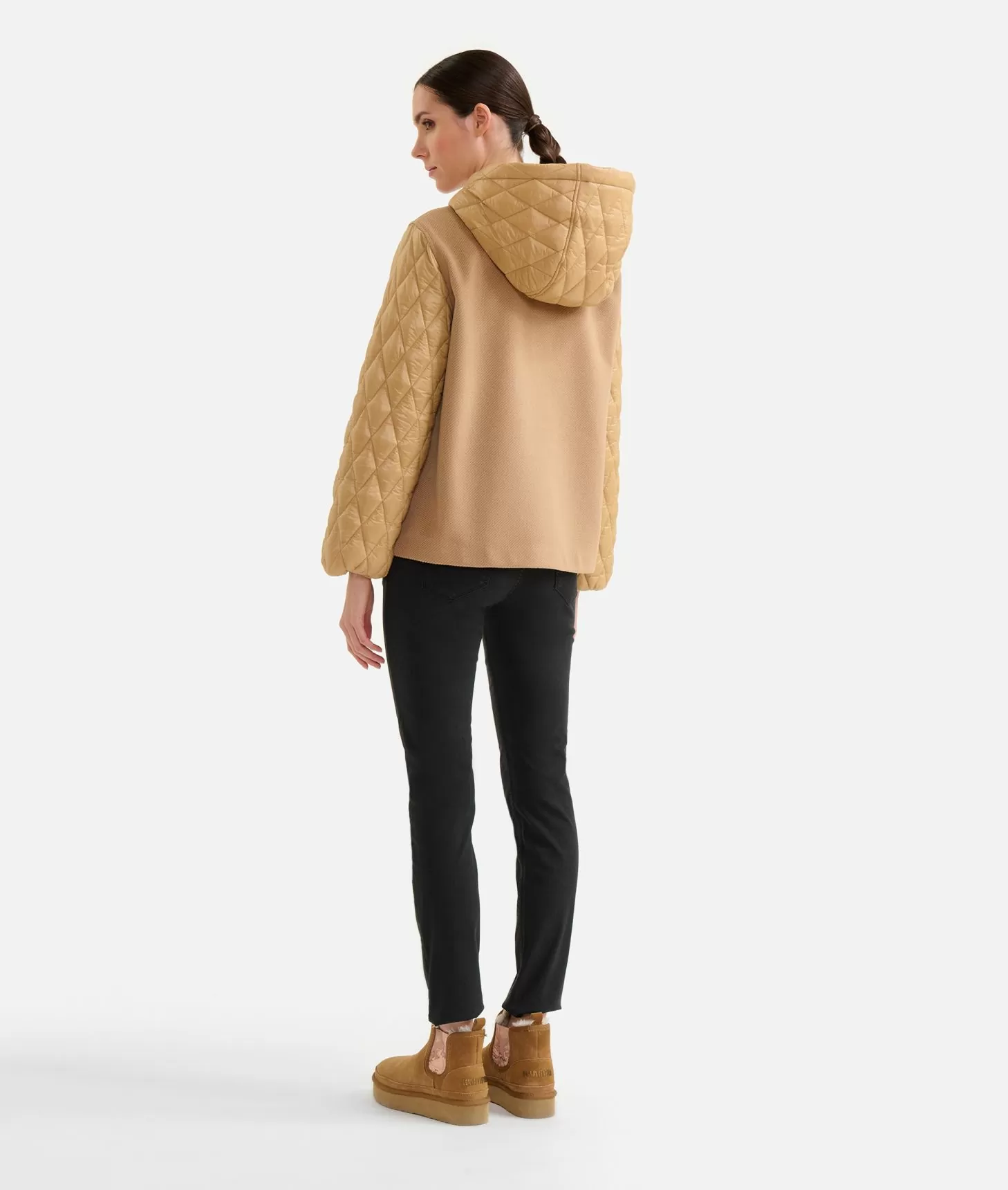 Alviero martini 1a classe Giubbino bimaterico in panno diagonale e nylon imbottito Cammello Outlet