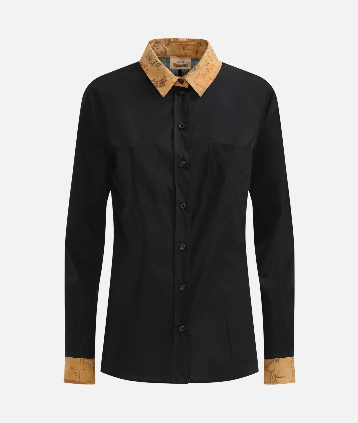 Alviero martini 1a classe Camicia in popeline di cotone stretch con dettagli Geo Classic Nera Offerte