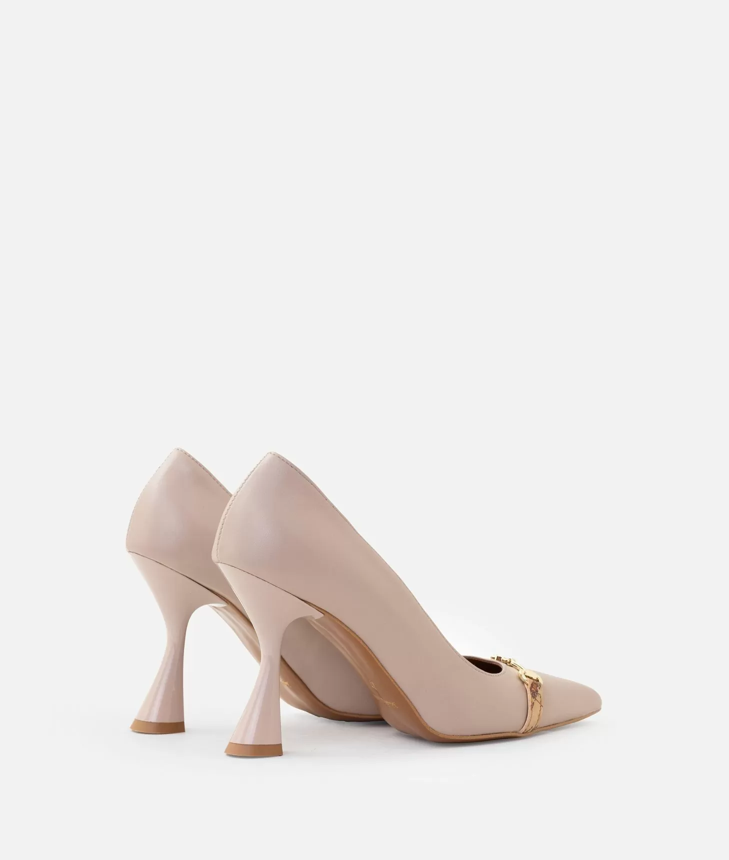 Alviero martini 1a classe Décolleté in nappa liscia con morsetto 1C Taupe Chiaro Vendita Calda